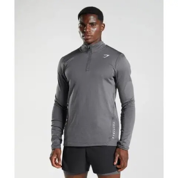 Gymshark Sport 1/4 Zip Slim Fit Gray Pullover Men's Size XXL Thumbhole Fleece - Picture 1 of 10